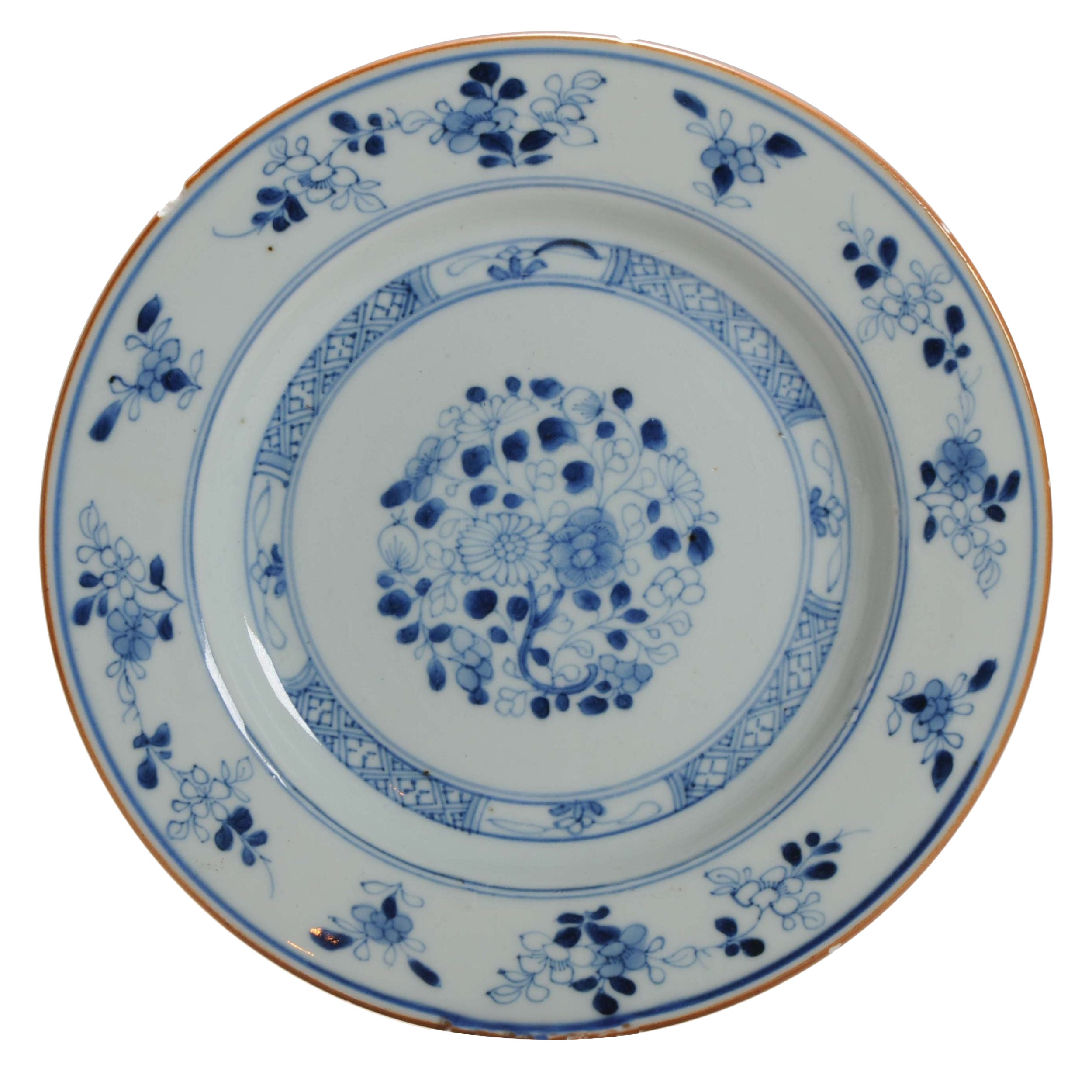 Antiker chinesischer Porzellanteller in Blau und Weiß Yongzheng Alles, 18. Jahrhundert.