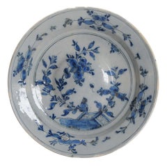 Antique Kangxi Blue & White Style Nevers Earthenware Charger, 18th Century