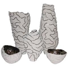 Porcelain Vases, White with Platinum Accents, Italy, Contemporary 6