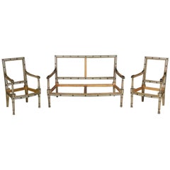 Canapé Directoire du début du 19ème siècle avec 2 fauteuils