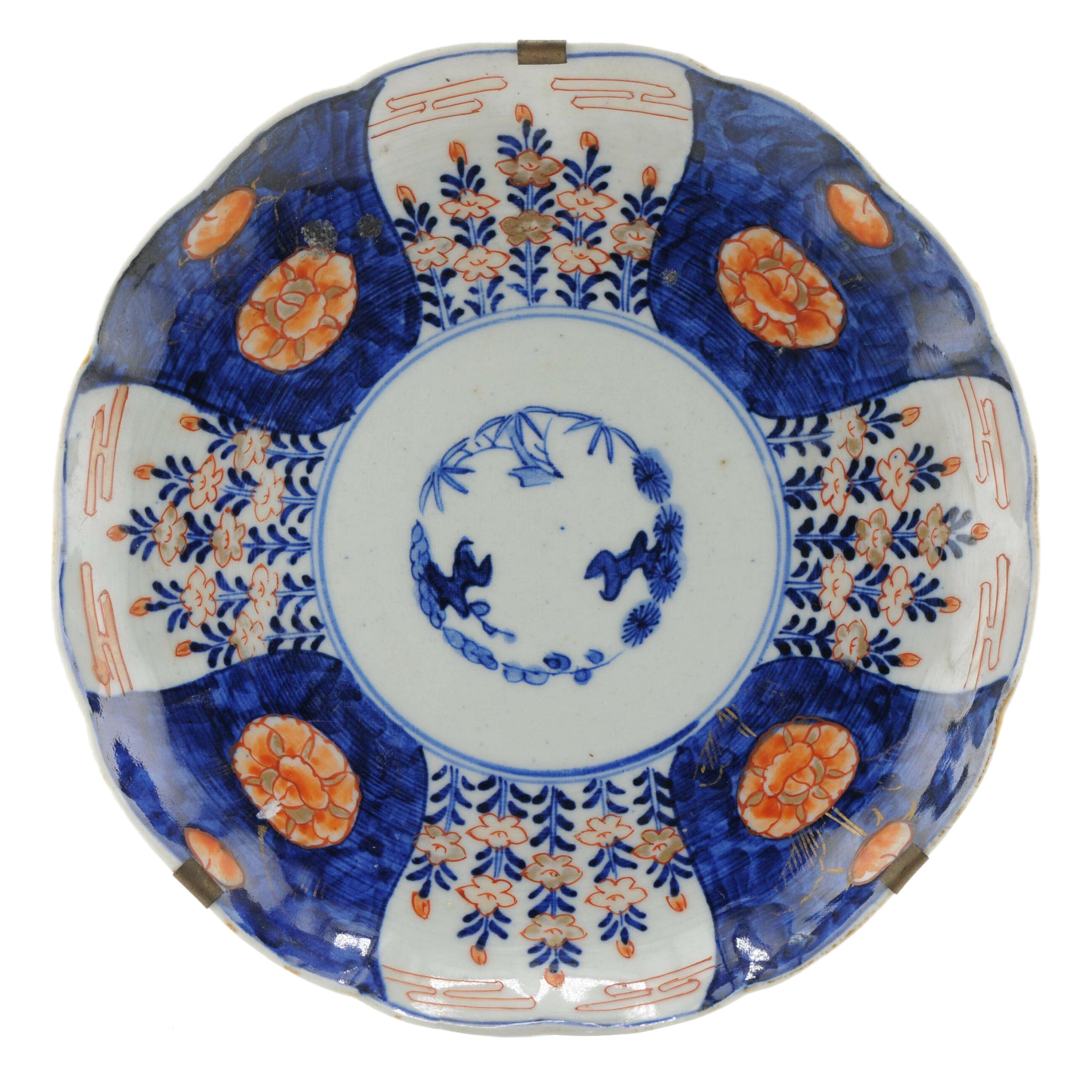 Antique Japanese Porcelain Meiji Arita Imari Polychrome Dish, 19th Century