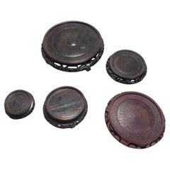 Set of 6 Wooden Stands for Chinese or Japanese Vintage Porcelain, 19th / 20th C