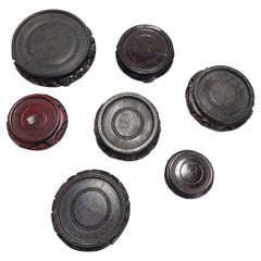 Set of 7 Wooden Stands for Chinese or Japanese Vintage Porcelain, 20th Century