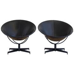 Pair of William Katavolos Bucket Chairs for Leathercrafter