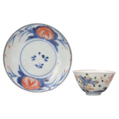 Antique Japanese Porcelain Edo Period Tea Bowl Floral Hare Imari, c. 1700
