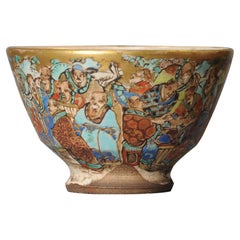 Antique Meiji Japanese Satsuma Tea Bowl in the Style of Ninshei Nonomura, 19C