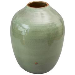 Contemporary 2015, Green Celadon Vase, One of a Kind, Karen Swami