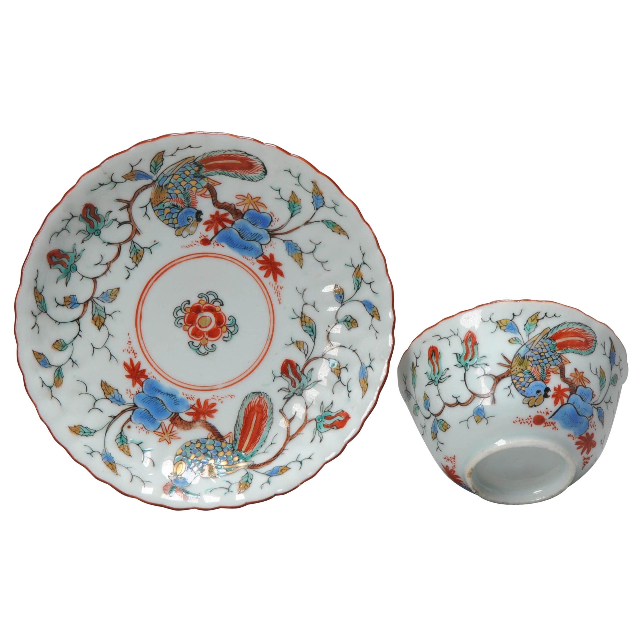 Set of Antique Kangxi Period Chinese Porcelain Dish Amsterdam Bont Parrot