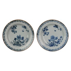 Juego de 2 Platos Antiguos de Porcelana China Periodo Kangxi/Yongzheng Azul Blanco