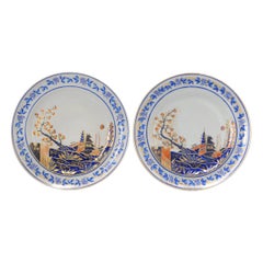 Set von 2 antiken chinesischen Qianlong/Jiaqing Baron of Itamaraty-Tellern aus Porzellan