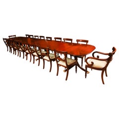Vintage Four Pillar Mahogany Dining Table and 18 Barback Chairs 20th Century