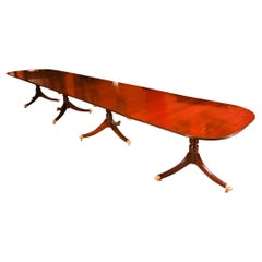 Vintage 17ft Regency Style Dining Table Flame Mahogany 20th Century