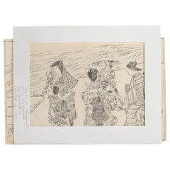 Antiker japanischer Yoshitora 47 Ronins Japan Blockdruck Calligrphy Edo oder Meiji