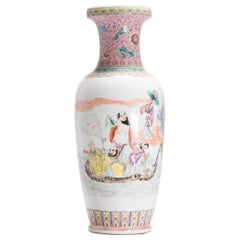 Chinese Porcelain ProC Vase Immortals Qianlong Mark, Large 1970’s/80’s
