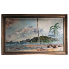 Antique Painting Sumatra Telok Betong Sea Landscape- Van Zengen, Indonesia, 1931