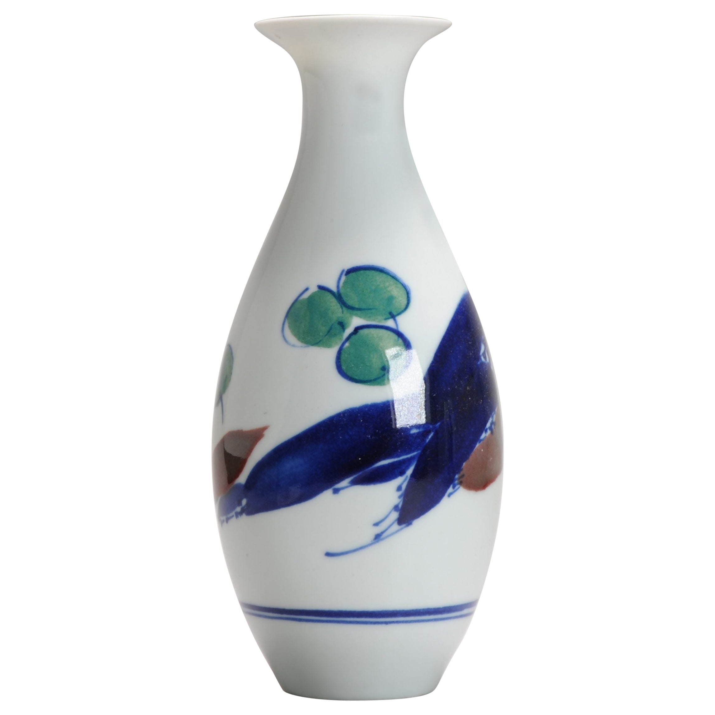 Vintage Hu Jie Porcellana cinese PROC Liling Vasi d'anatra Cina Sottosmalto, 1997