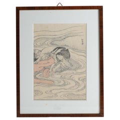 Japanese Figural Wood Block Print Artist Marked Ukiyo-E