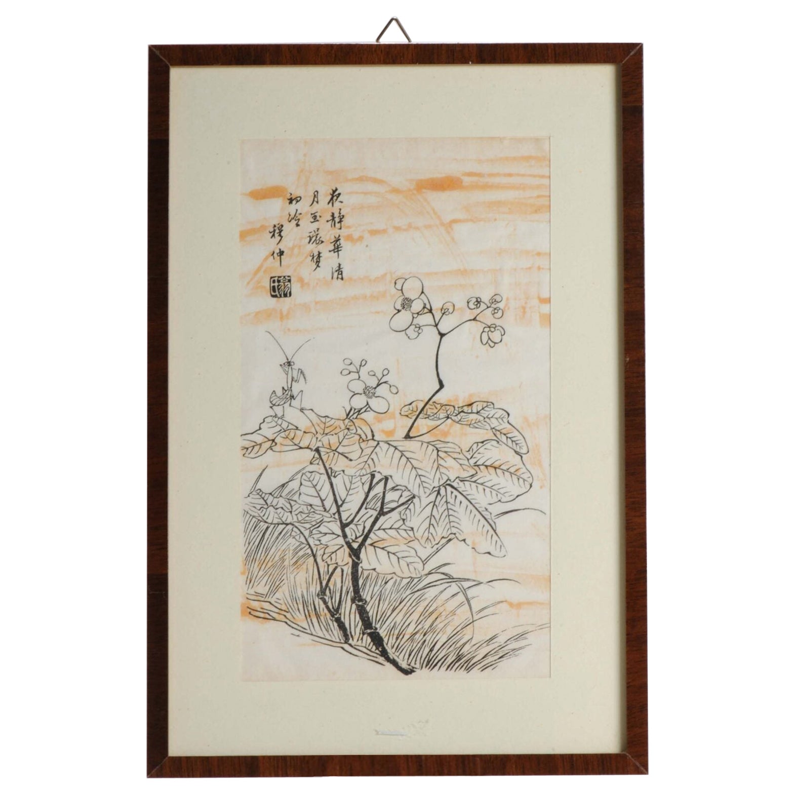 Japanese Prunus Wood Block Print Artist Marked Ukiyo-E
