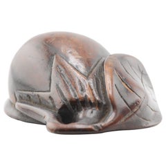 Alte japanische Netsuke-Obstfigur aus Holz aus der Meiji-Periode, 19./20. Jahrhundert