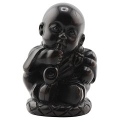 Alte japanische Netsuke-Figurenfigur aus Holz aus der Meiji-Periode, 19./20. Jahrhundert