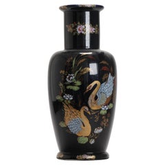 Black Ground Chinese Porcelain Vase Proc Fencai, 20th Century