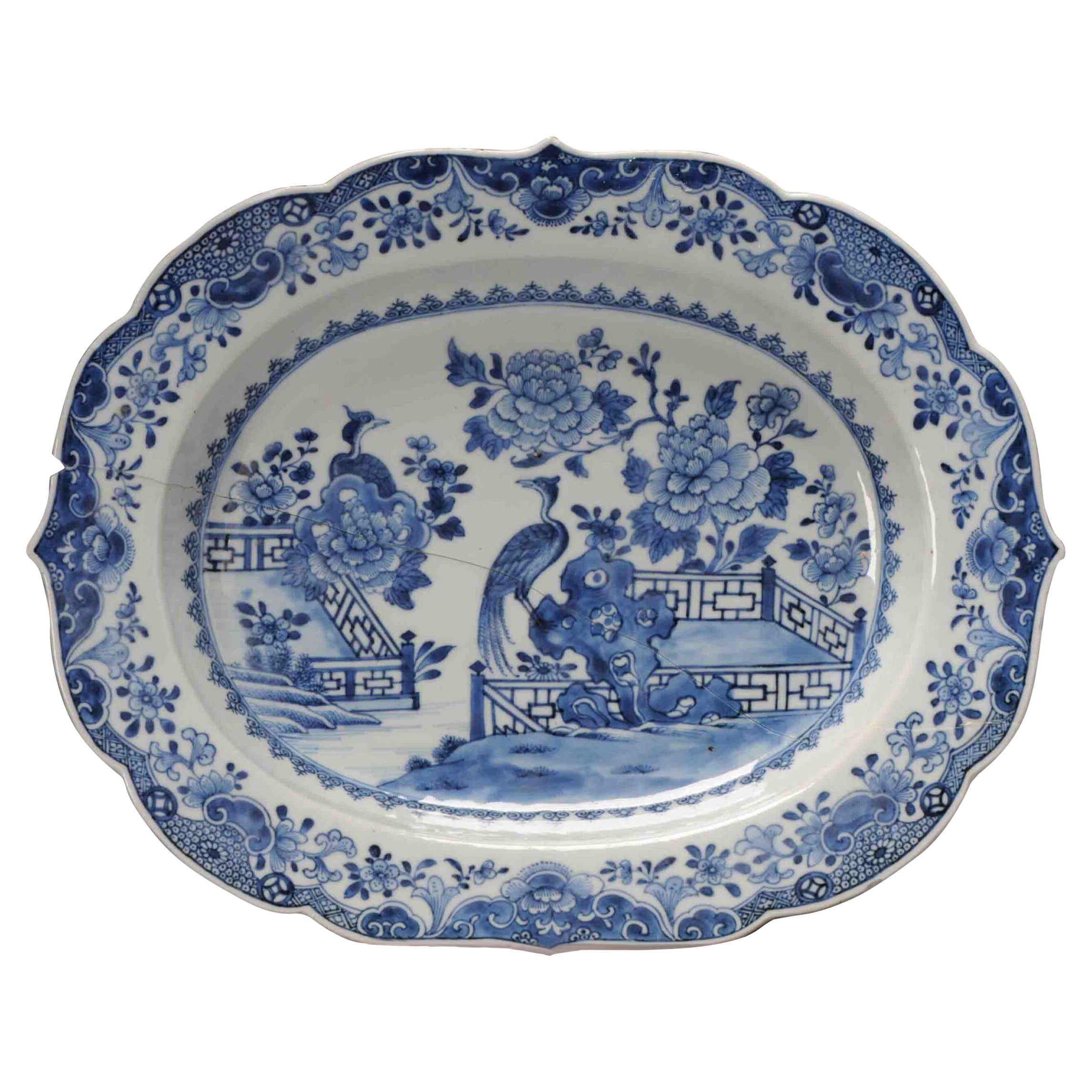 Antique Chinese Porcelain Charger Landscape of Qianlong, 18th Century