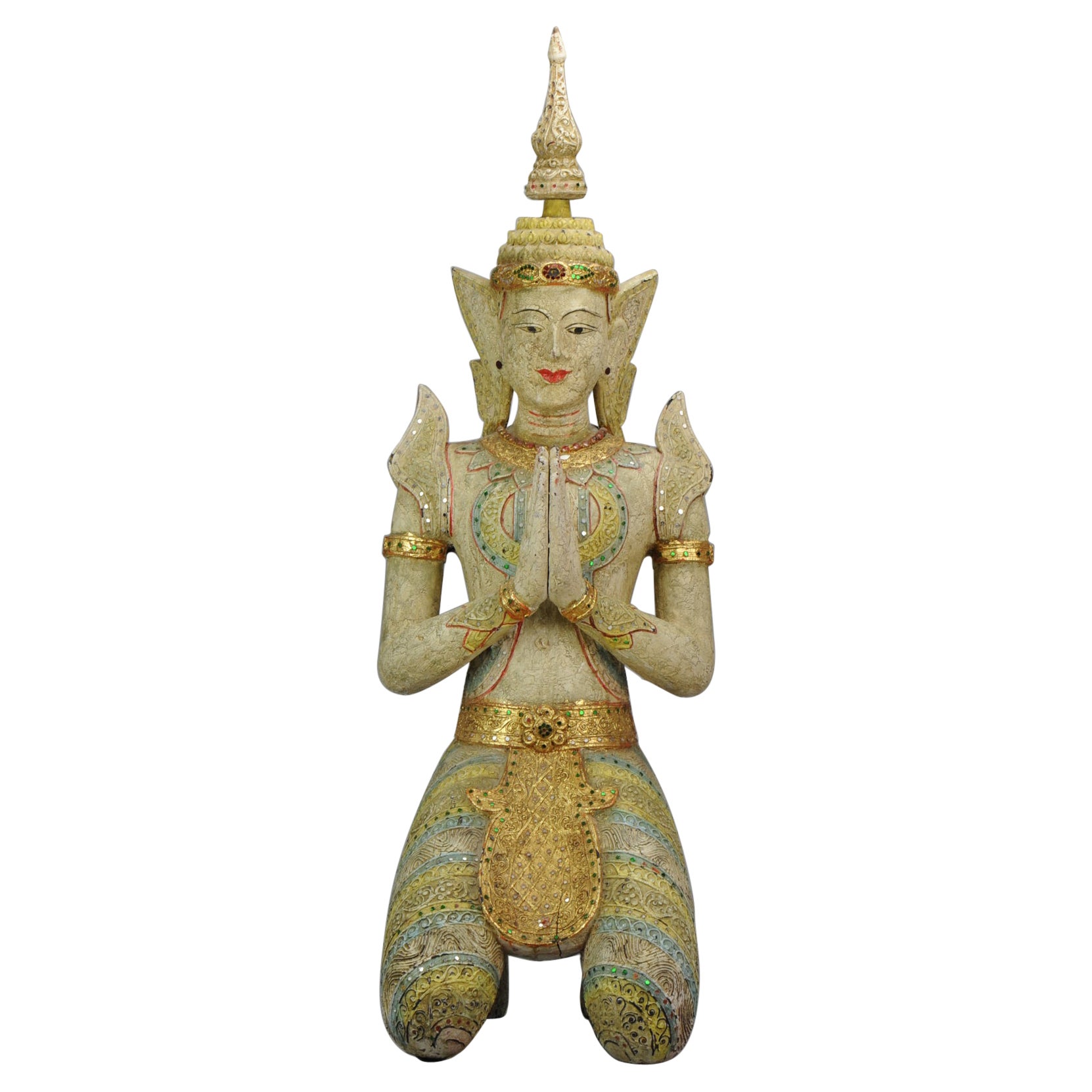 Thai Carved Wood Statue of a Dancer, 20th Century