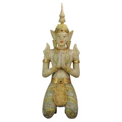 Thai Carved Wood Statue of a Dancer, 20th Century