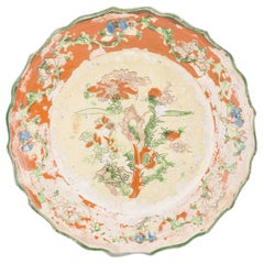 Antique Chinese Porcelain Ming/Transitional Dish Green Glaze Carved, 17th C