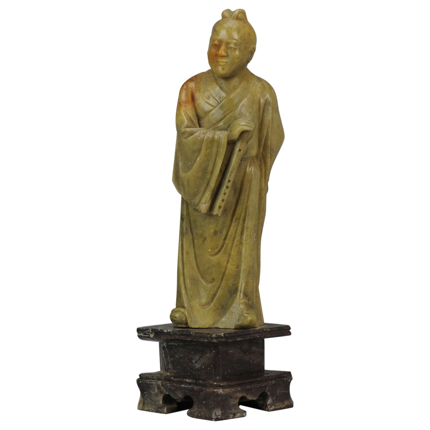 Antigua estatua china de piedra de jabón sobre figura de pie Reyes Magos en venta