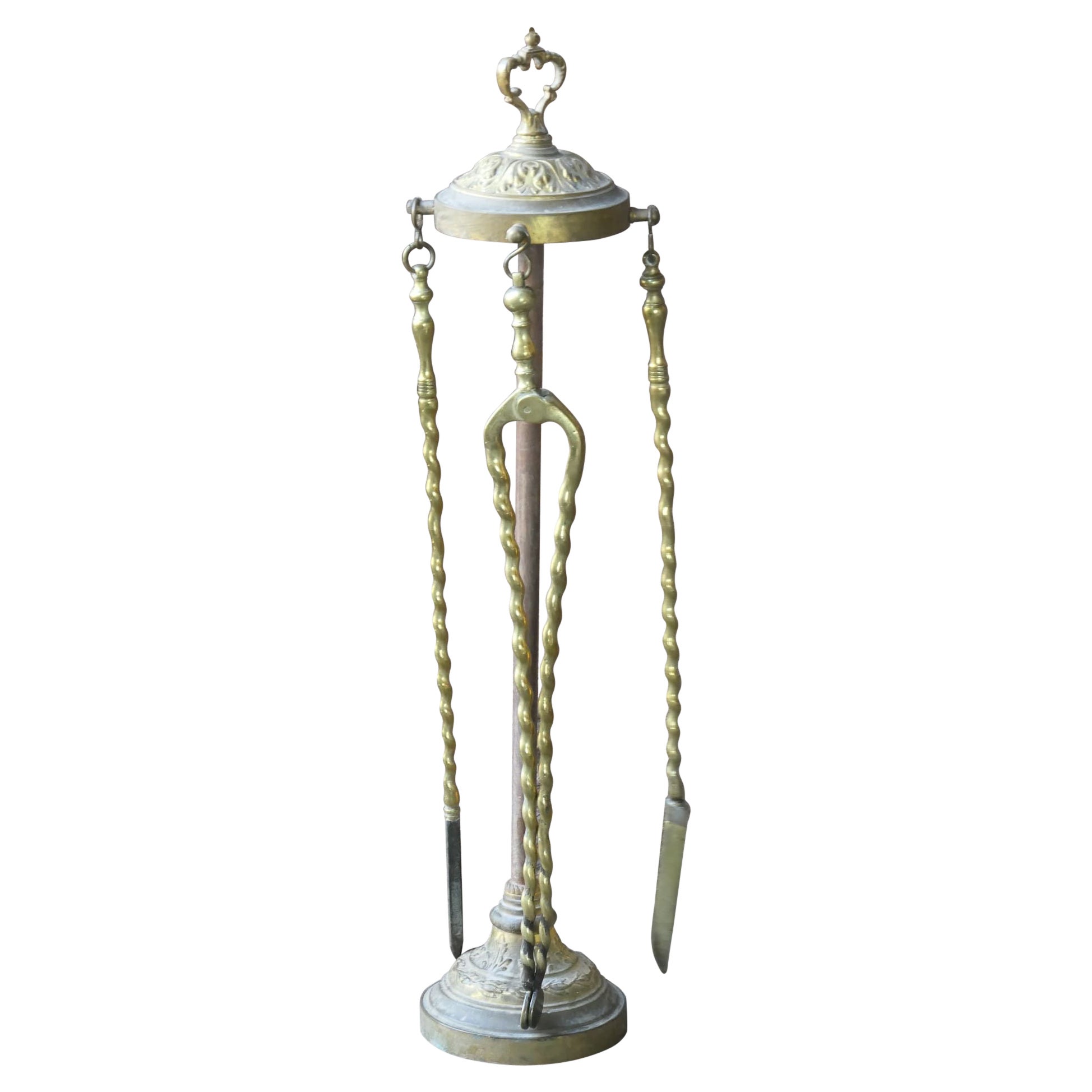 Antiguo Juego de Herramientas para Chimeneas de la Época Victoriana, Herramientas para el Fuego
