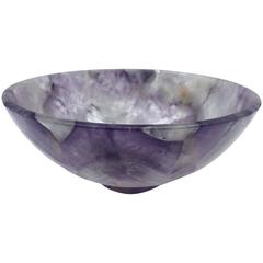 Large Hand-Carved Semi-Precious Gemstone Amethyst Bowl from India