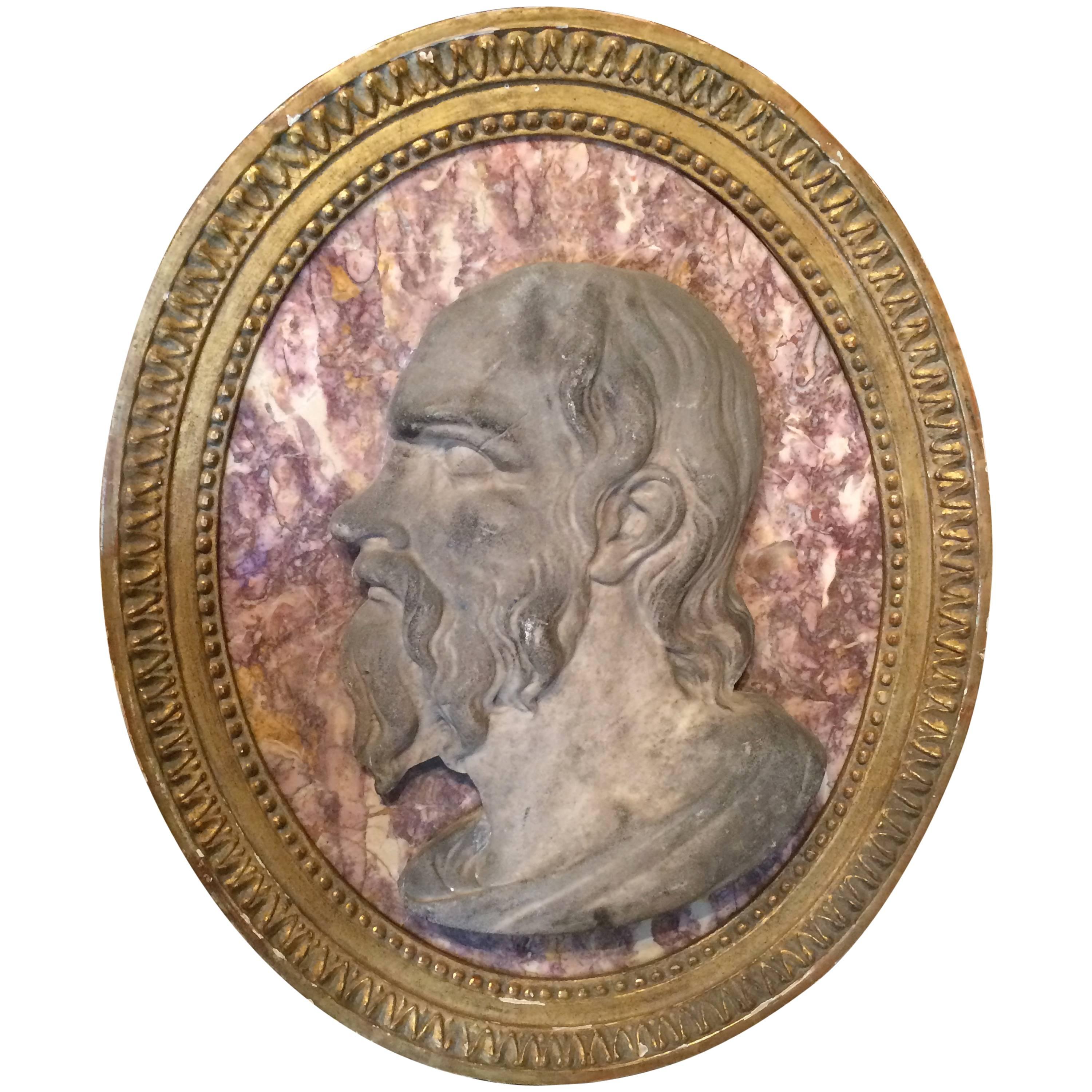 18th Century Roman Marble Relief Portrait of Seneca