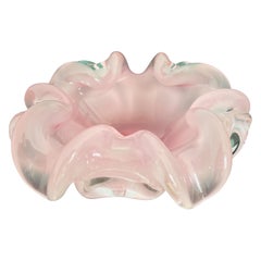 Vintage Murano Pink Glass Ashtray – Retro Handmade Italian Glassware, Pastel Pin