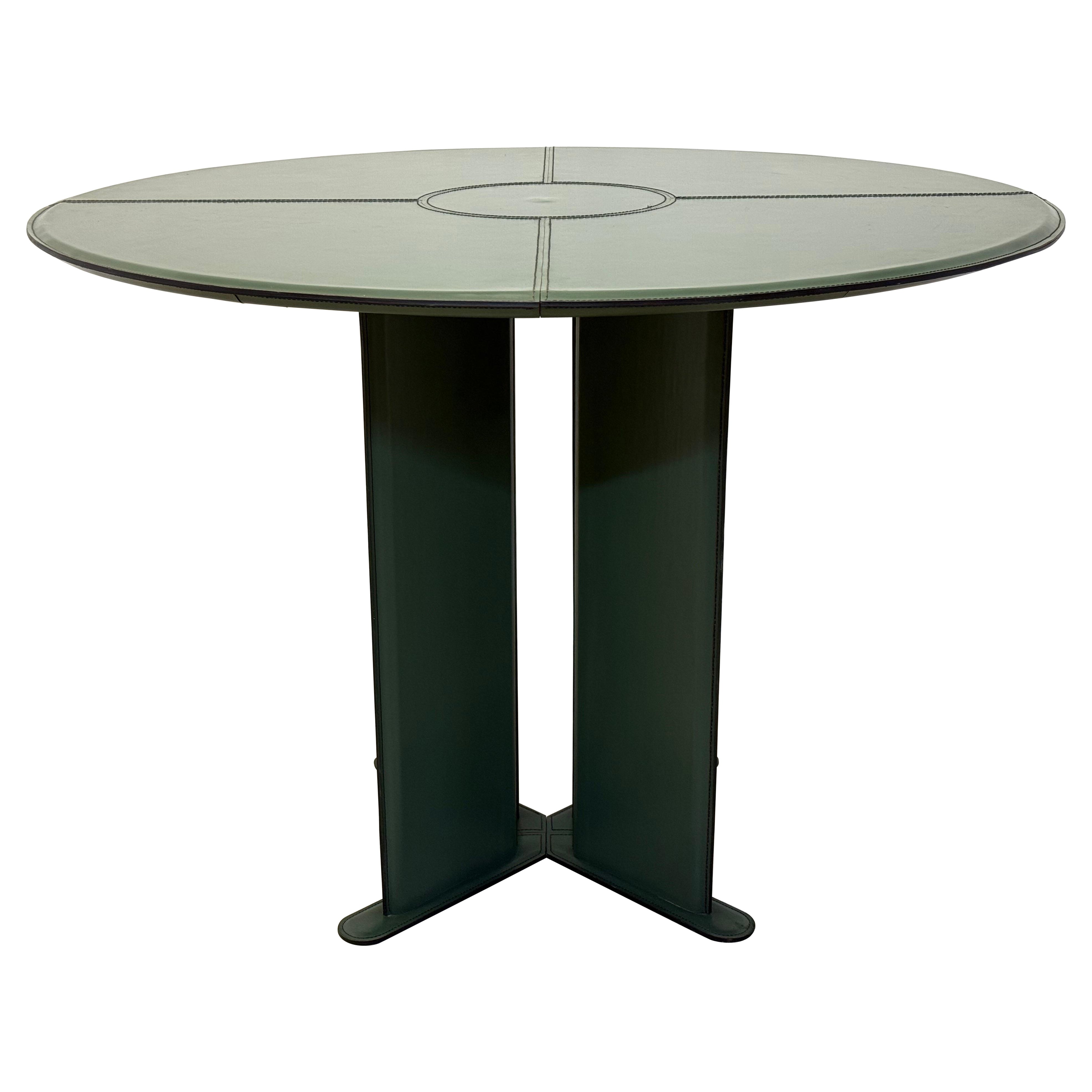 De Couro Brazil Hunter Green Leather Dining or Game Table, 1980s