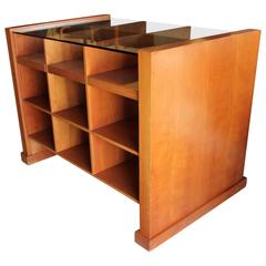 Modern Wooden Display Case or Shelving Unit with Glass Top from Saks