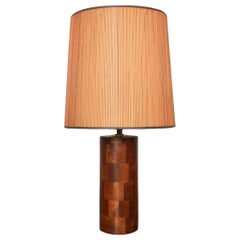 Mid Century Walnut Patchwork Table Lamp