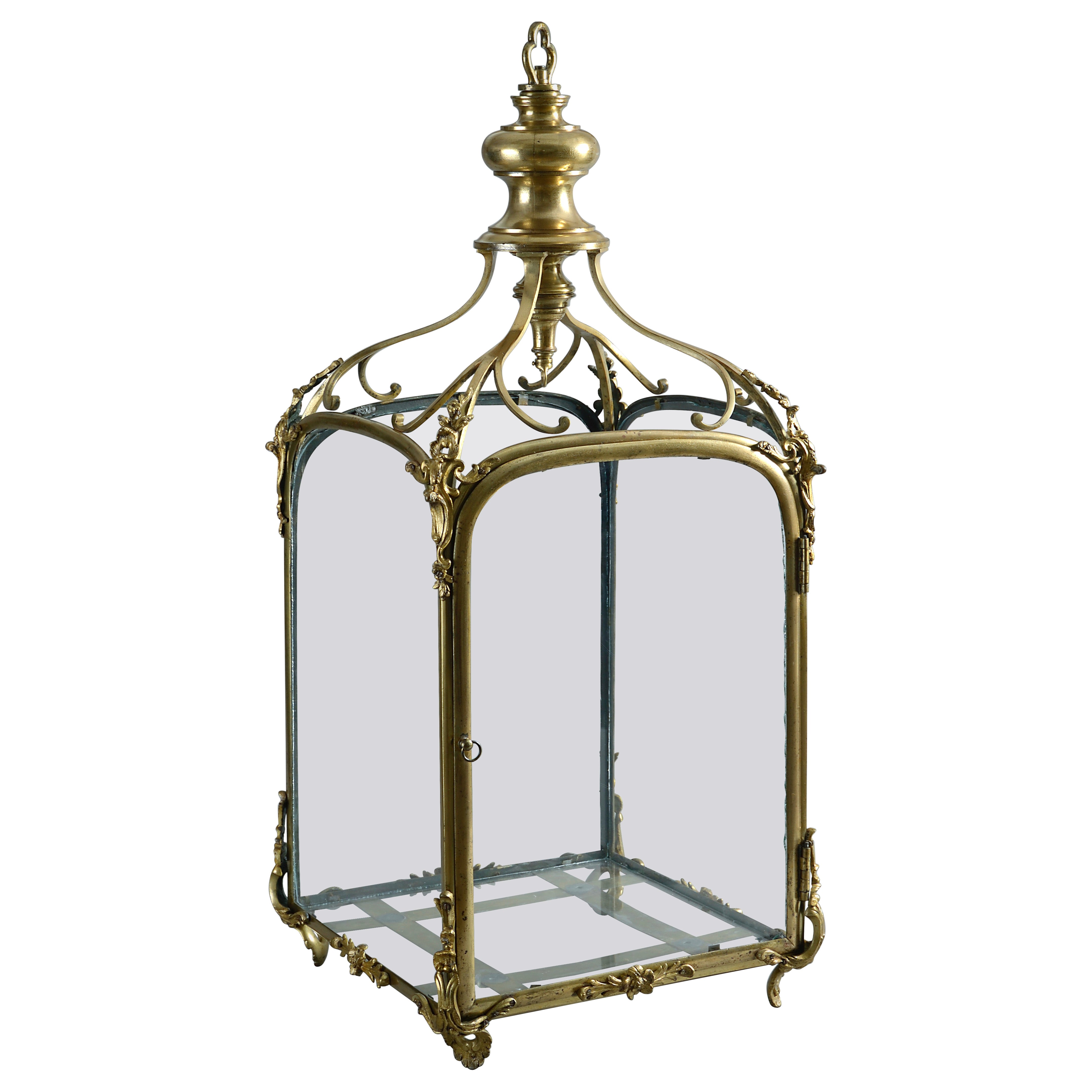 Lanterne en laiton laqué d'époque Chippendale
