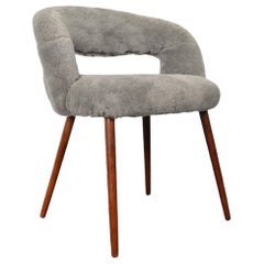 Frode Holm Vanity Stool in Grey Shearling