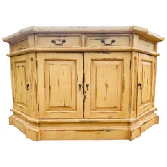 Vintage rustic shabby chic four-door painted credenza