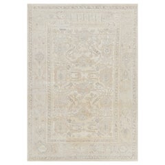 Rug & Kilim’s Oushak Style Rug in Beige and Cream White with Floral Patterns