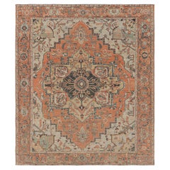 Rug & Kilim’s Heriz Style Rug in Orange and Beige with Medallion
