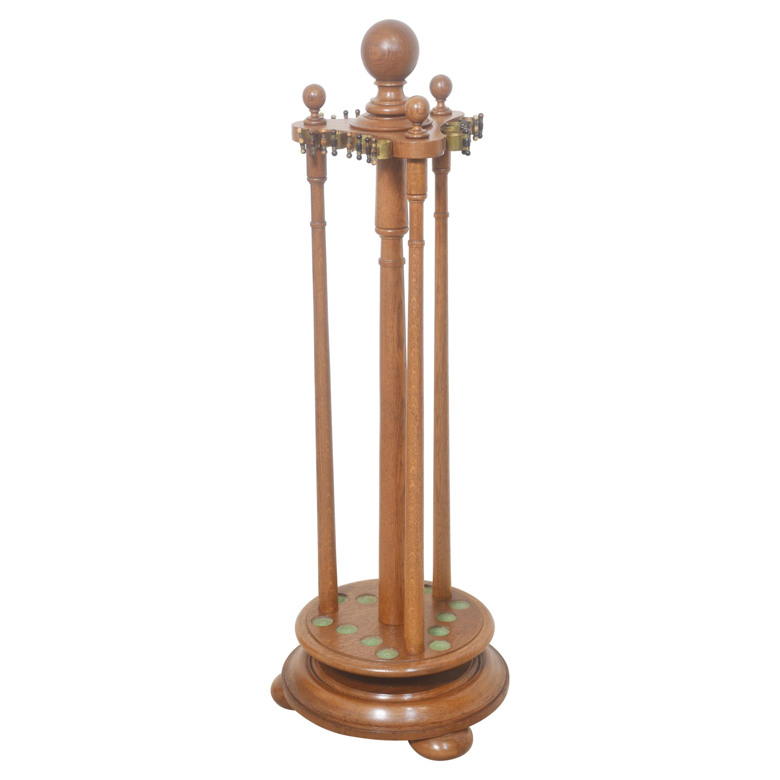 Oak revolving cue stand