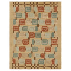 Rug & Kilim's Teppich im skandinavischen Stil in Beige-Braun mit geometrischen Mustern