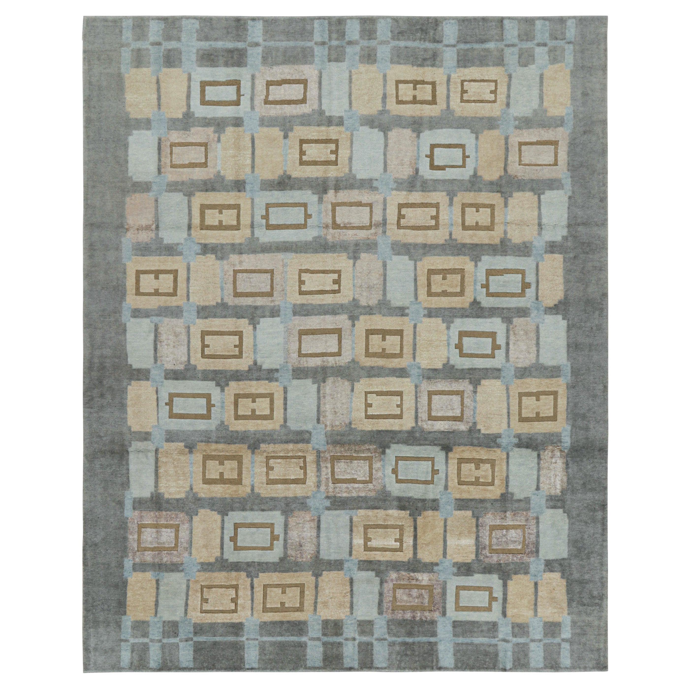 Rug & Kilim's Scandinavian Style Rug in Gray with Multicolor Geometric Patterns (tapis de style scandinave en gris avec des motifs géométriques multicolores)