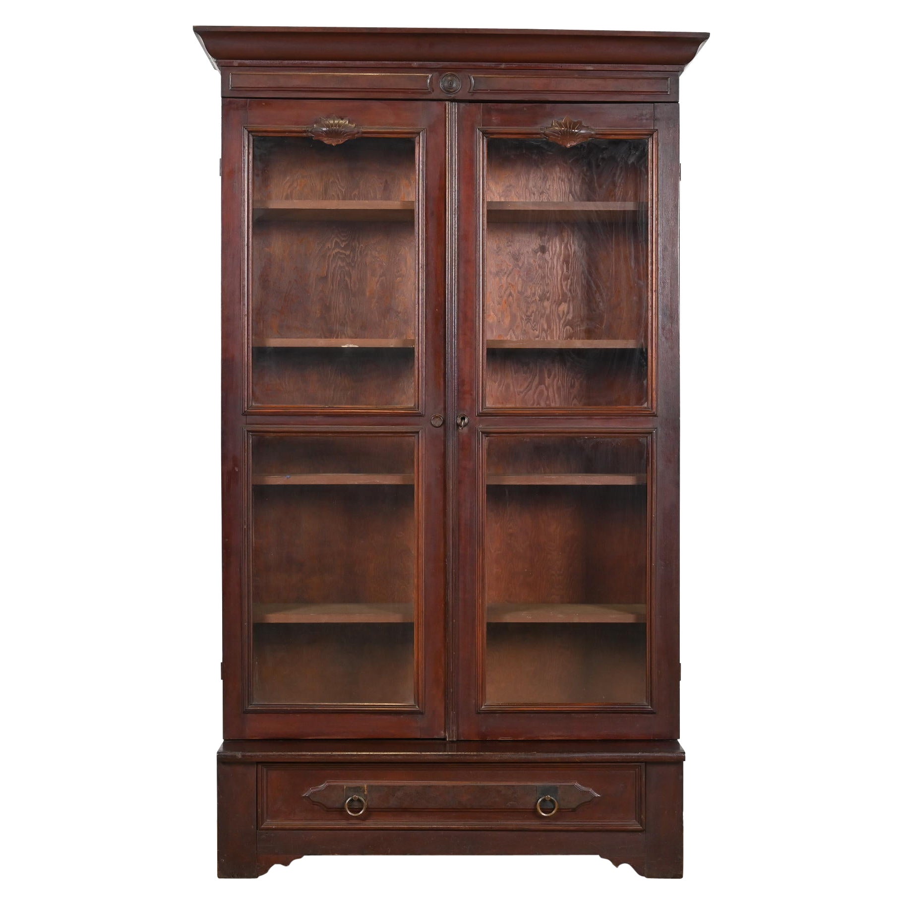 Herter Brothers Stil antike Eastlake viktorianischen geschnitzt Nussbaum Bücherregal Schrank