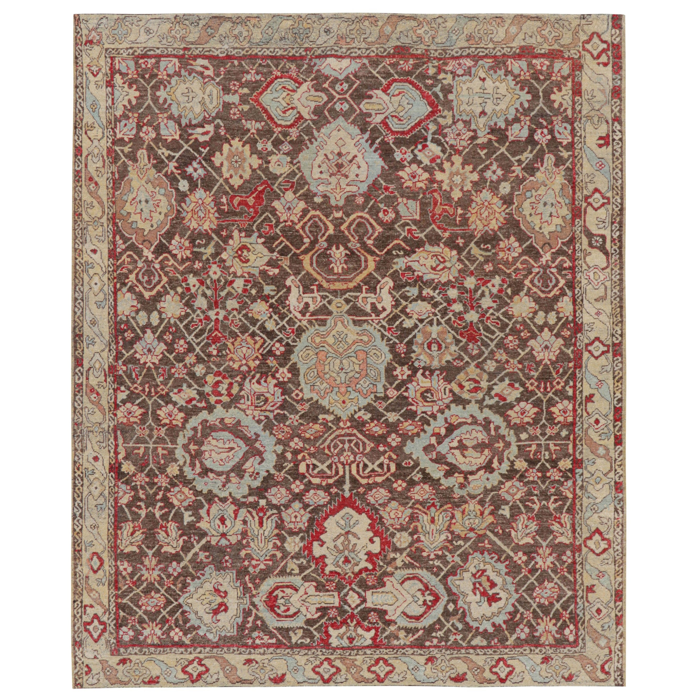 Rug & Kilim’s Caucasian Style Rug in Red and Brown with Floral Patterns