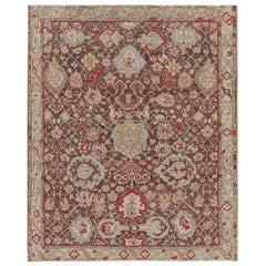 Rug & Kilim’s Caucasian Style Rug in Red and Brown with Floral Patterns