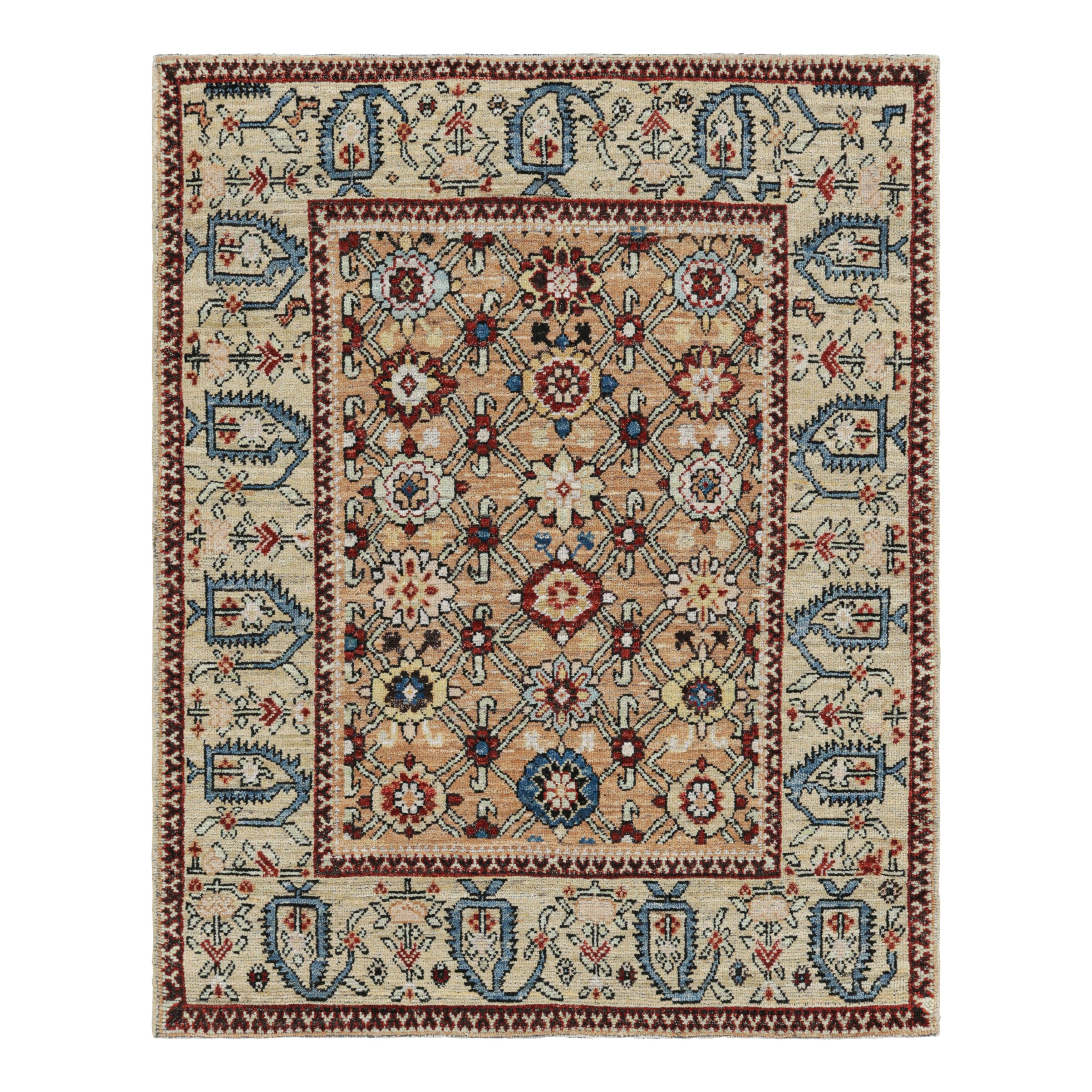 Alfombra estilo Kuba caucásica de Rug & Kilim en beige-marrón con motivos florales