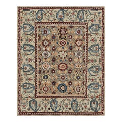 Rug & Kilim's Caucasian Kuba Style Rug in Beige-Brown with Floral Patterns (tapis caucasien de style Kuba en beige et brun avec des motifs floraux)